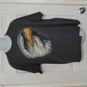 Vintage Gray T-Shirt Men's Short Sleeve Eagle Print.Size XLarge